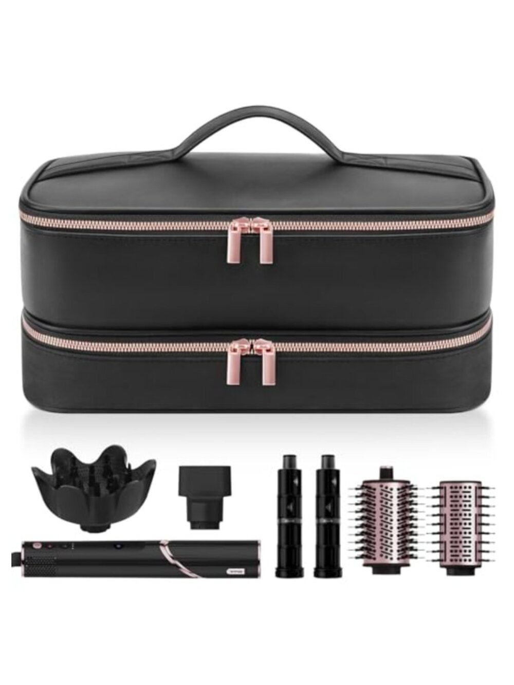 Double-Layer PU Leather Hair Dryer Travel Case Organizer